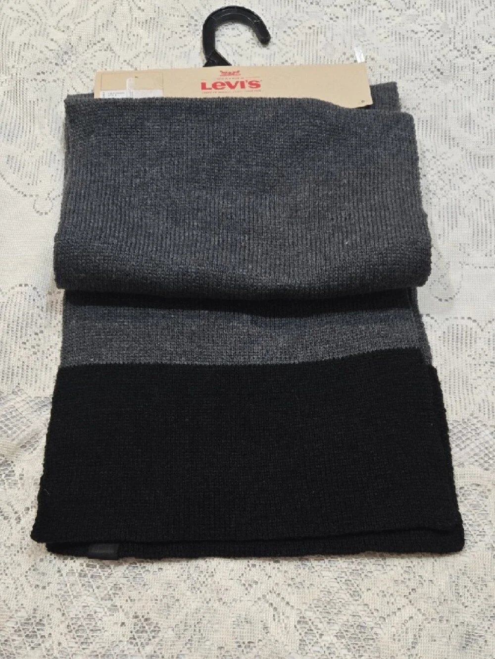 Levi's Charcoal and Black Knit Scarf